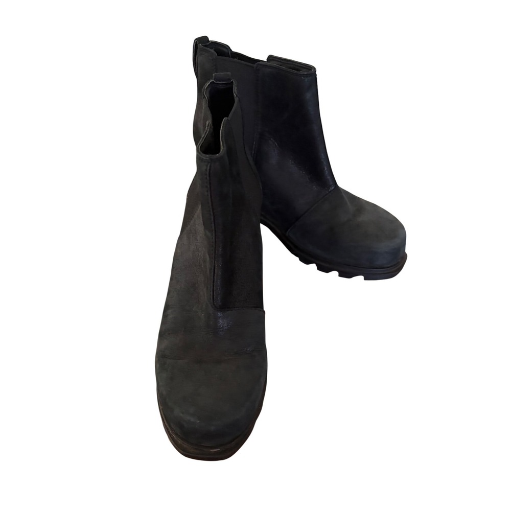 Sorel Joan of Arctic Wedge III Chelsea Boots Black Leather Womens 11 Gorpcore - Picture 7 of 8